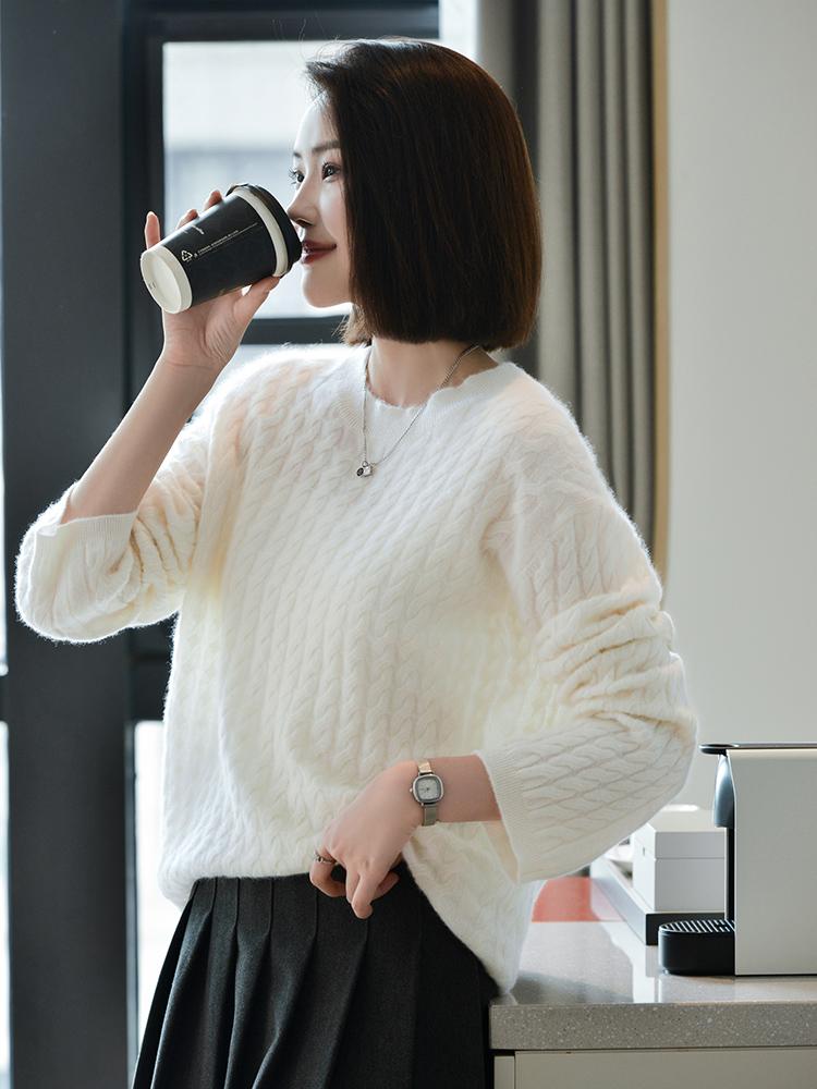 Women's Cashmere Sweater Qinghe Cashmere 30% Cashmere 70% Wool Autumn and Winter Cashmere Pullover Soft and Warm