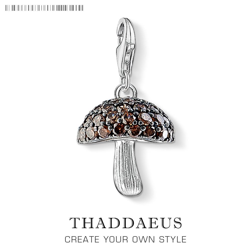 

Trendy Mushroom Pendants Charm For Jewelry Making Bronze Color CZ Pave 925 Silver Gift For Women