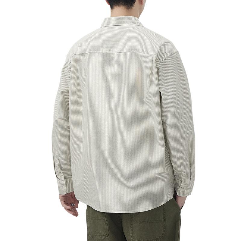 New Spring Japanese Retro Men's Loose Oxford Cotton Shirt Casual American Shirt