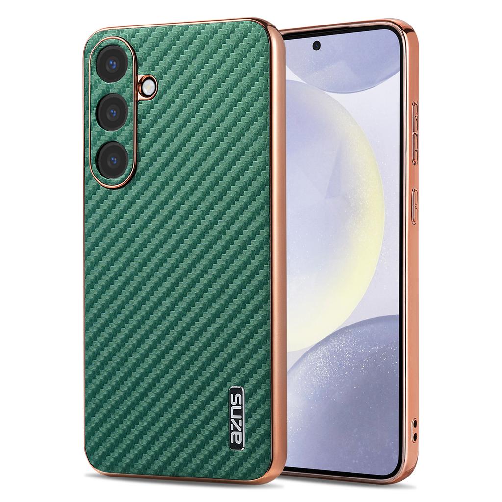 AZNS For Samsung Galaxy S26+ Case Electroplating Carbon Fiber Texture PU + TPU Phone Cover