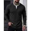 Mens Long Sleeve T Shirt Fake Two Piece Waffle Knit Round Neck Casual Top Daily Wear