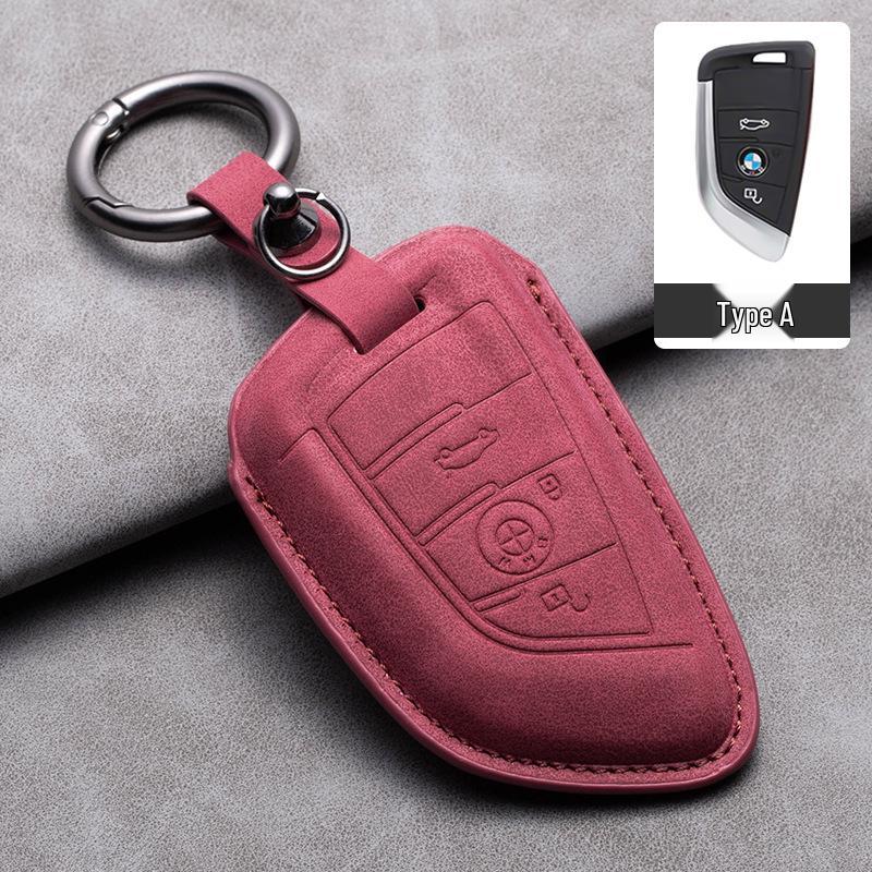 Compatible Leather Keychain Shell for BMW Series: Fits X1, X3, X5, 1 Series, 3 Series, 5 Series, 6 Series, 7 Series, NFC Card Snap