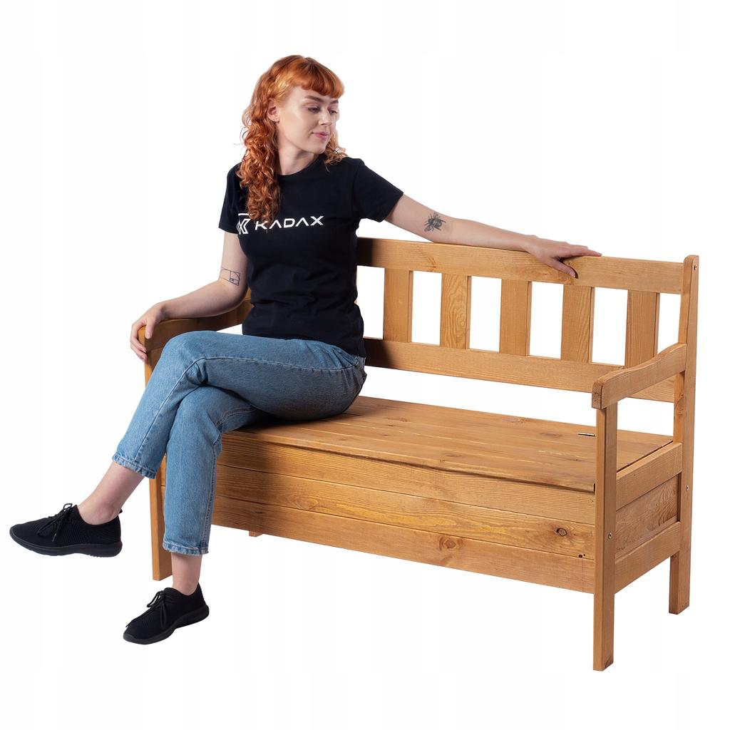 KADAX Wooden Garden Bench With Backrest 120cm With Box Terrace Balcony Garden