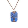 Hand-Wound Rectangular Volcanic Stone Tree Of Life Pendant Necklace, Couple Necklace N525