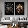 Vintage Dark Academia Floral Woodland Butterfly Bee Rabbit Botanical Animals Poster Canvas Painting Wall Art Pictures Home Decor