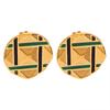 Stylish Gold-Plated Enamel Pyramid Carved Round Stud Earrings