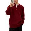 Men's Red Henley Collar V-Neck Two-Piece Knitwear Base Layer