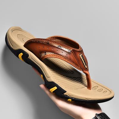 Main Flache Freizeitsandalen für Herren Sommer Atmungsaktiv Bequem Trendy All-Match Leichte Verschleißfeste Strandsandalen