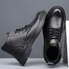 Leather Men's Leather Shoes British Style Fleece Warm First Layer Cowhide Medium Leather Boots Men's Casual Medium and High Top Boots Men's