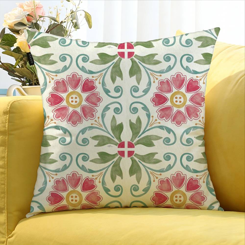 For Turkish Tile Watercolor Painting World Various Sizes Square Pillow Case For Car Home Bedchamber Decor