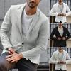 Men Autumn Solid Color Long Sleeve Pockets Cotton Linen Slim Blazer Coat Jacket