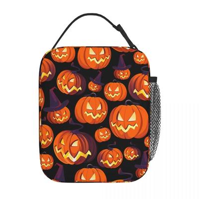 Bolsas de Almuerzo Aisladas de Calabazas de Halloween Bolsa Térmica Bolso Tote Reutilizable a Prueba de Fugas Lonchera Bolsa para Comida Escuela Viajes