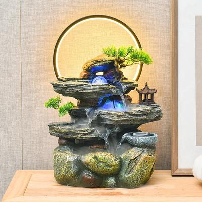 Fontana da tavolo con roccaglia - Decorazione con ruota ad acqua circolante Feng Shui per ufficio o casa.