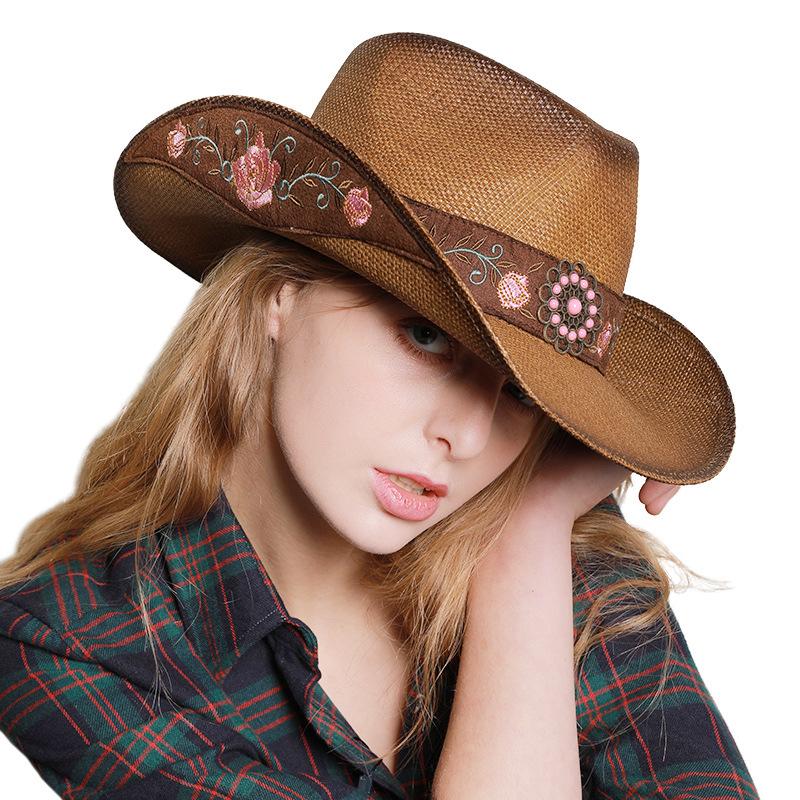 Cowboy hat men's women's cowboy straw hat monochrome felt hat men's and women's big brim outdoor beach knight hat