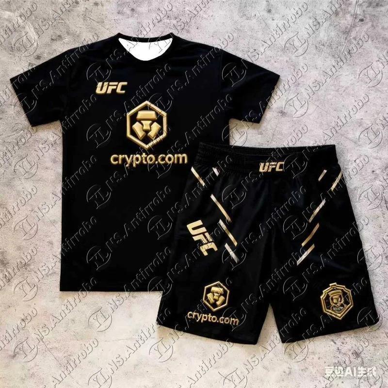 Férfi lélegző gyorsan száradó boksz edzőszett Kígyómintás rövid ujjú póló rövidnadrág MMA küzdősportok