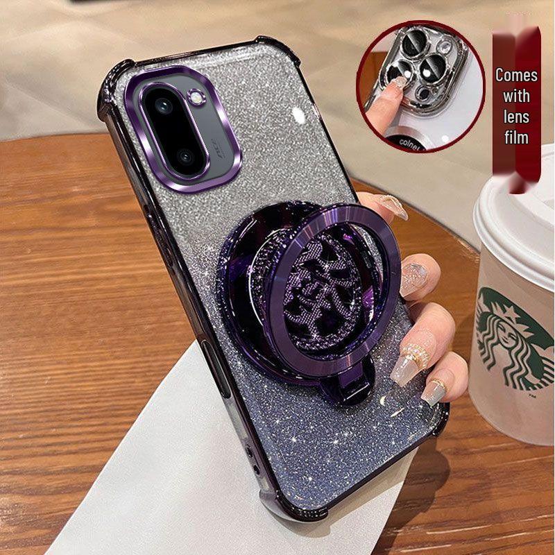 OnePlus ACE6T Phone Case: Full Coverage Mirror with Rotating Stand & Bracelet for OnePlus 15 - Creative, Internet Celebrity Style