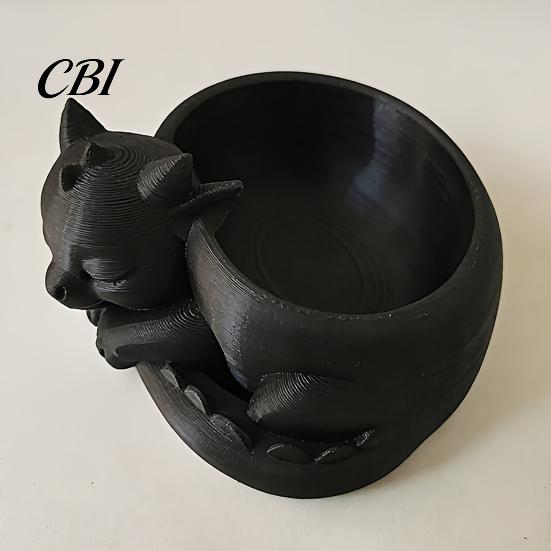 Soft Furnishing Desk Accessory Flowerpot Ornament, 3D Printed Sleeping Dragon Shape, Matte Large Black And White Plant Pot Decor Curved Planter,
