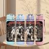 1 Stück Retro Bulldogge Hund Vintage Porträt Druck 750ml Tragbare Sportwasserflasche Auslaufsicher Reise Fitnessstudio Trinkbecher