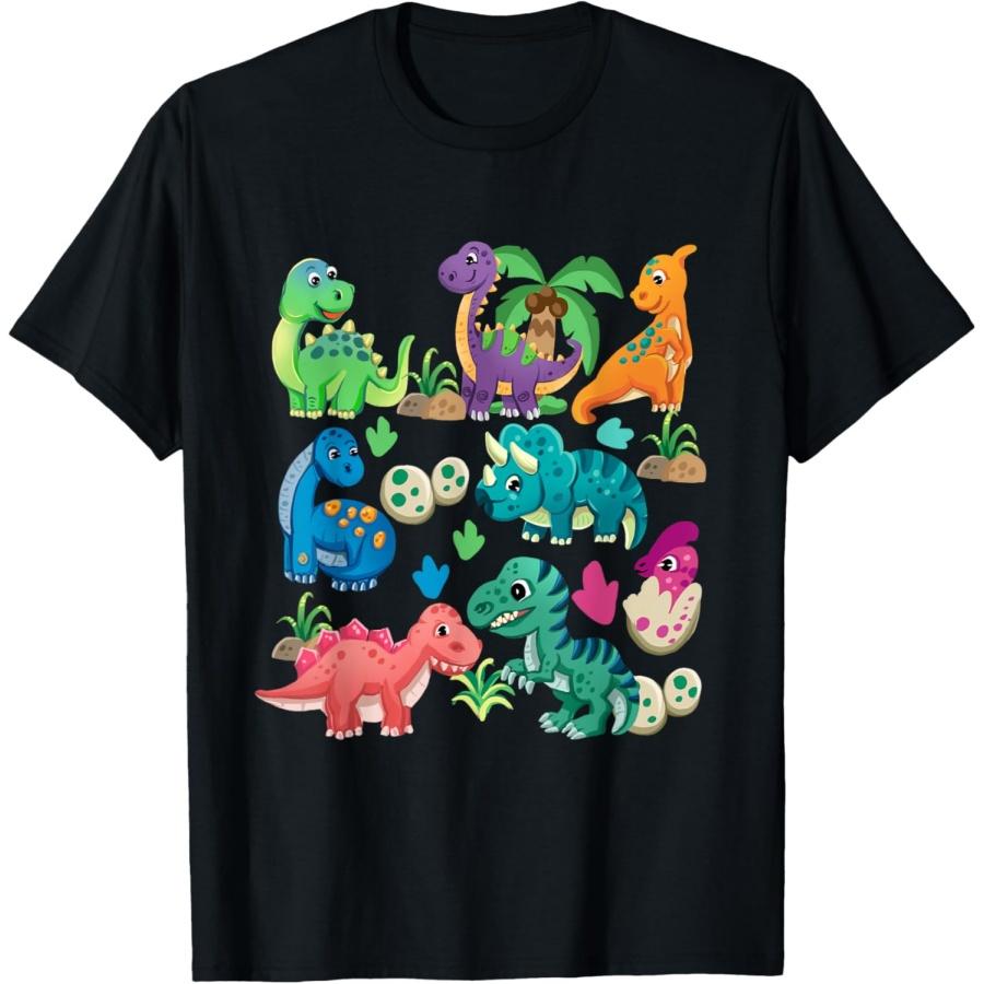 Types Of Dinosaurs Cute Dino Identification Girl Boy T-Shirt S