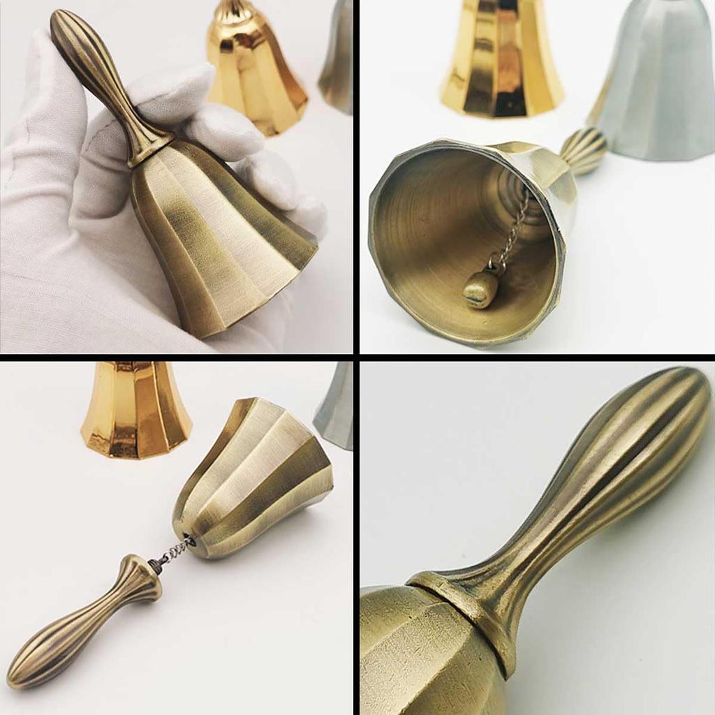 Handbell Dinner Bell Metal Hand Bell Durable Hand Bell Call Bell Retro Stylish Antique Style Table Bell Restaurant Percussion Reception Counter Prayer