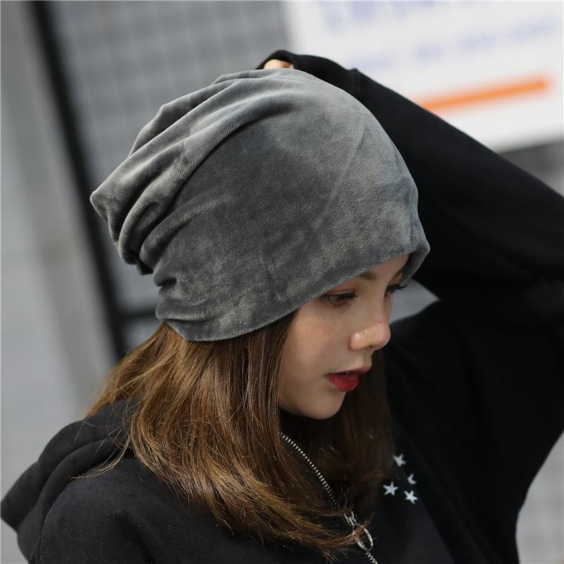 Women's Hat Skullies Beanies Polyester Knitted Hats Beanie Hat Winter Fleece Casual Velvet Women Beanies Hats