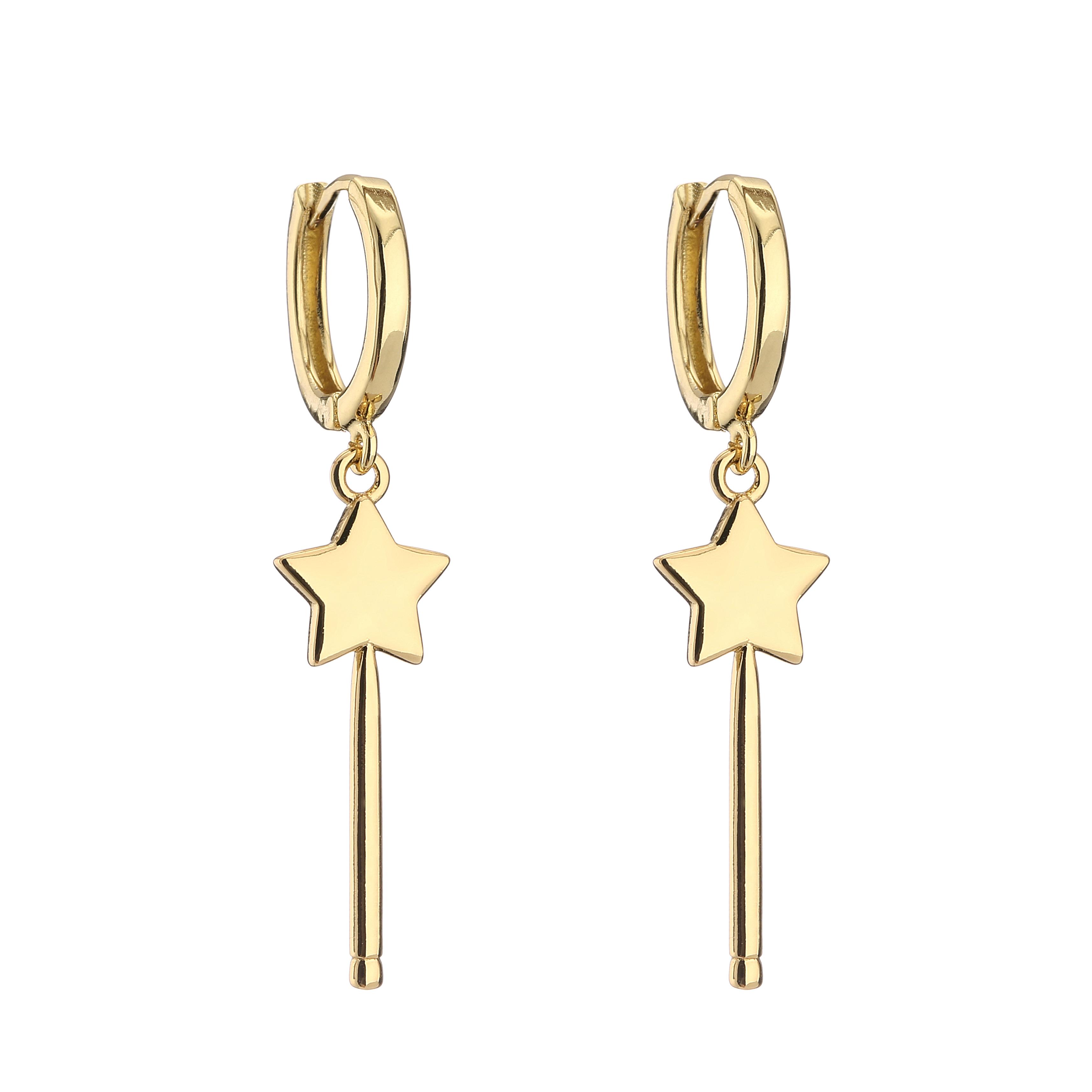

HECHENG,1 pair,Small hoop earrings,CZ Moon Star flower Shape Charm Earrings,18k Gold Plated Zircon for Women Ladies