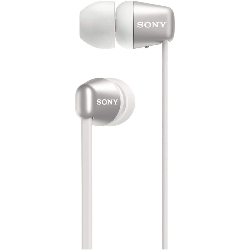 Sony WI-C310 Wireless Earphones Bluetooth 15-Hour Battery Life Microphone Flat Cable White