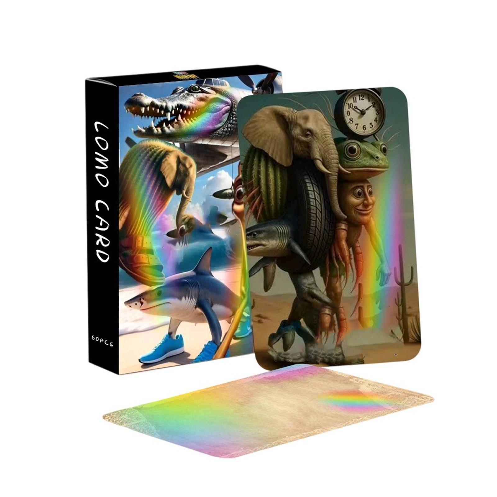 

60 карточек, мультяшные карточки, двухмерные двухсторонние карточки One Size