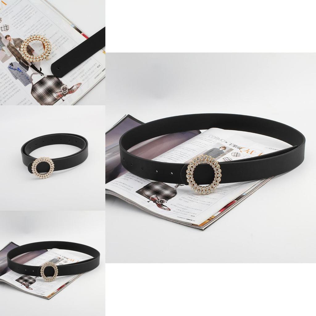 Ethnic Inspired Crystal Waterdiamond Faux Leather Belt With Alloy Snap For Women
