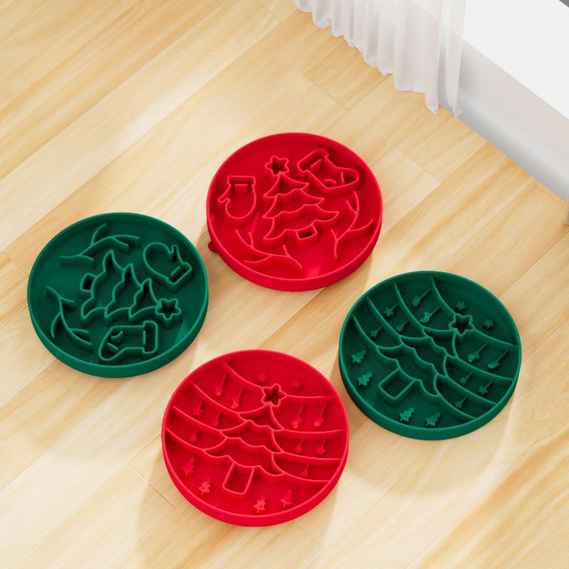 Domácí vánoční stromeček silikonová miska na pomalé krmení s přísavkou