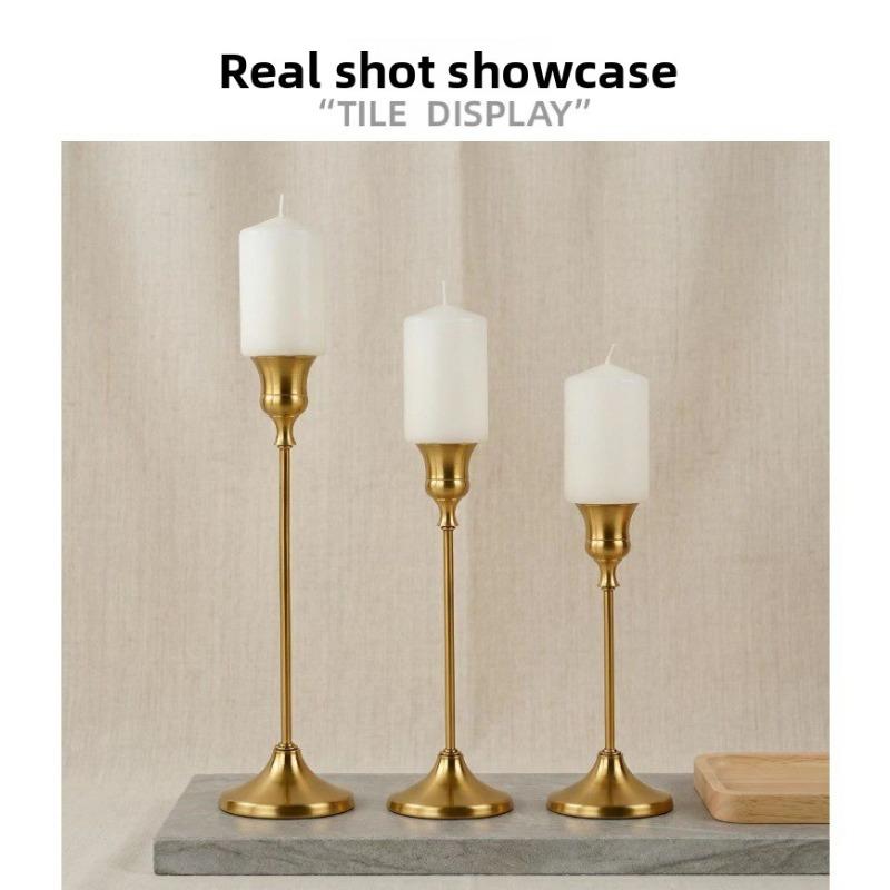 Set of 3 Vintage Elegant Metal and Aluminum Tabletop Candle Holders, Suitable for Wedding Anniversary, Home and Hotel Decoration