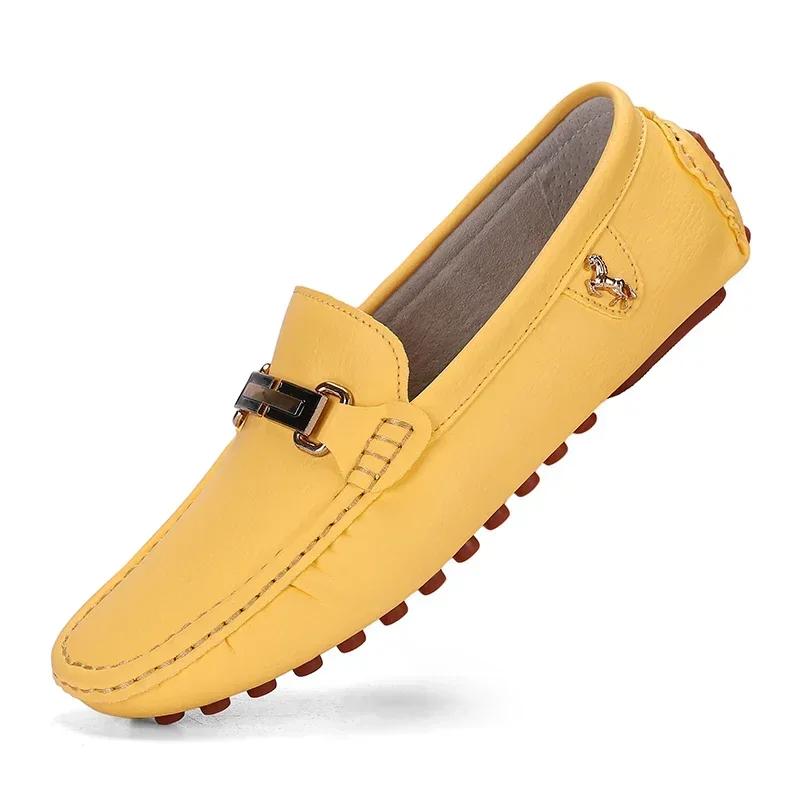 Blue Loafers Men Handmade Leather Shoes Casual Driving Dad Flats Slip-On Moccasins Men Shoes Plus Size 46 47 48 Chaussure Homme