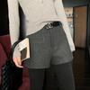 Women's Gray Woolen High-Waisted A-Line Slimming Winter Shorts 2025.