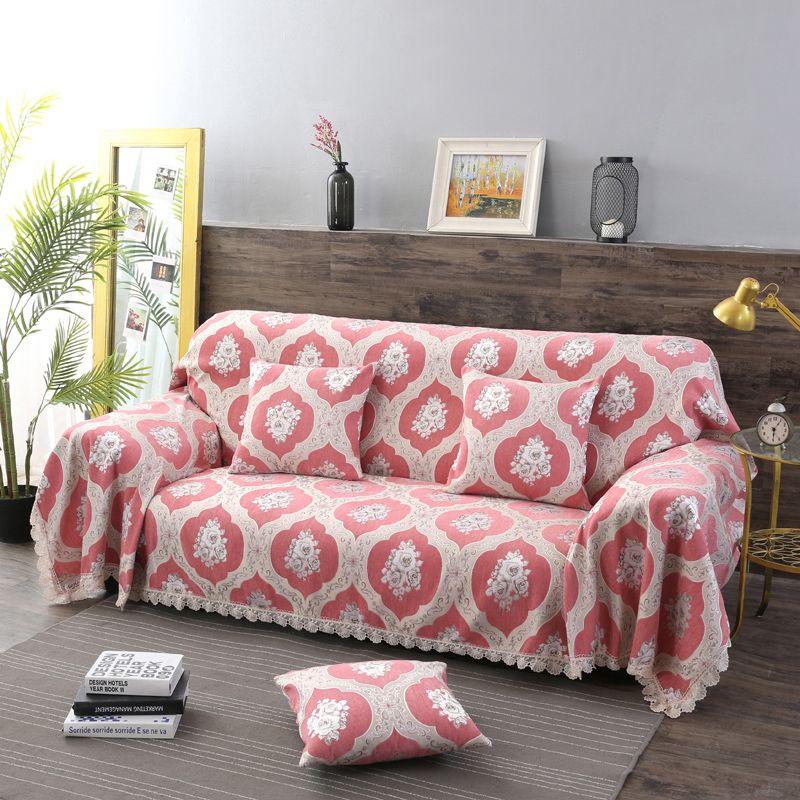 

Sofa Towel Full Cover Cloth Thickened European Fabric All-Inclusive Sofa Cushion Minimalist Modern Sofa Towel Non Slip All Year Round Neutral Pink 45*45cm pillow case single