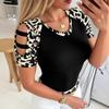 Summer New Sexy Off-shoulder Patchwork Tops, Versatile Slim-fitting Short-sleeved T-shirts