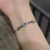 Sterling Silver Color Sparking Star and Moon Charm Bracelets for Lovers Couple Hand Chain Link Original Fashion Jewelry