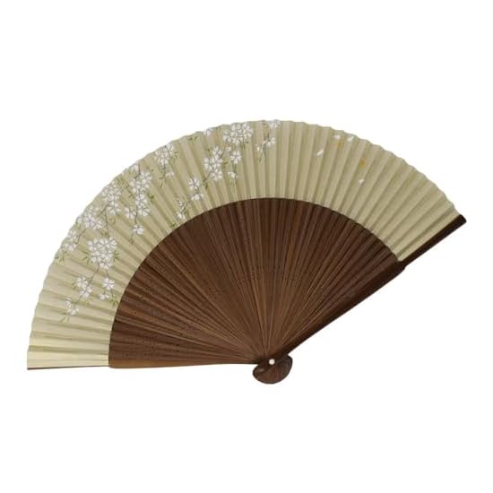 Folding Fan, Kyo-Sensu (Kyoto Fan), Made in Japan, Carved Dark Wood Ribs, Short-Blade Style, Gold, C