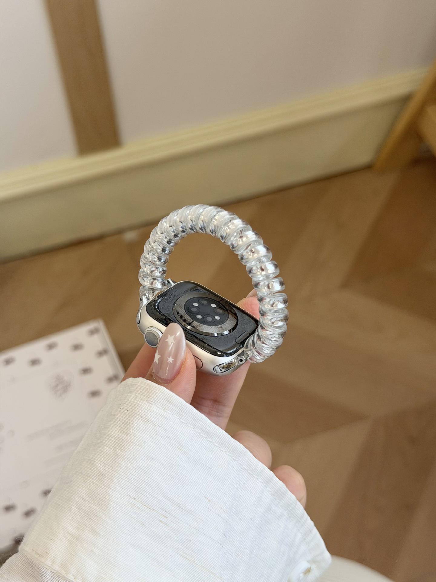 Polka Dot Elastic Strap for Apple Watch S10 - Korean Style 42mm белый
