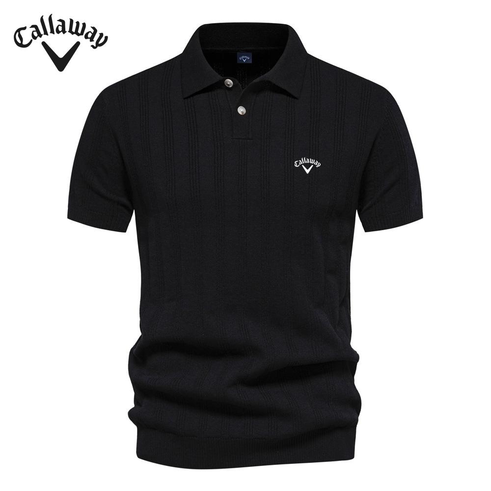 Callaway 2025 Spring/Summer Embroidery New Men's Woolen Polo Sweater Knitted Shirt Short Sleeve Collar Men's T-shirt Top