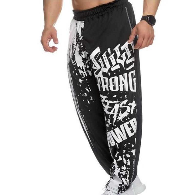 Elastický potisk v pase Volné Quick Men Tepláky pro volný čas Bodybuilding Joggers Kalhoty na běh