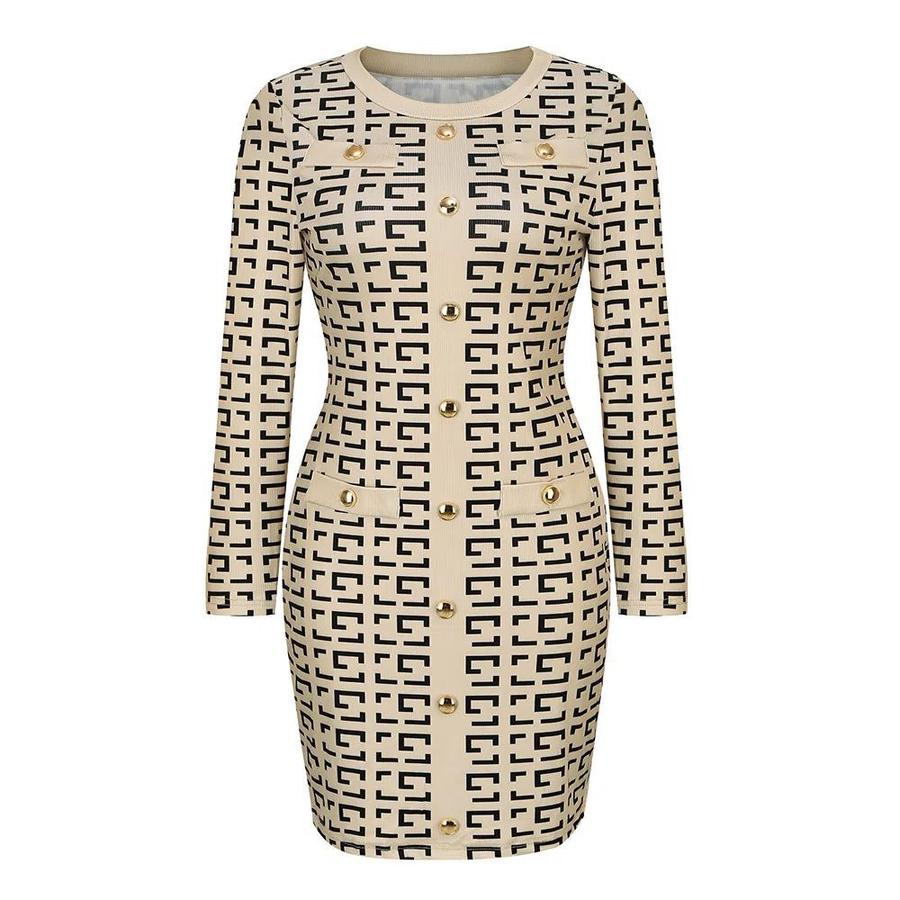 Sexy Slim Fit Elegant Button Dress Autumn Winter Import New Dress