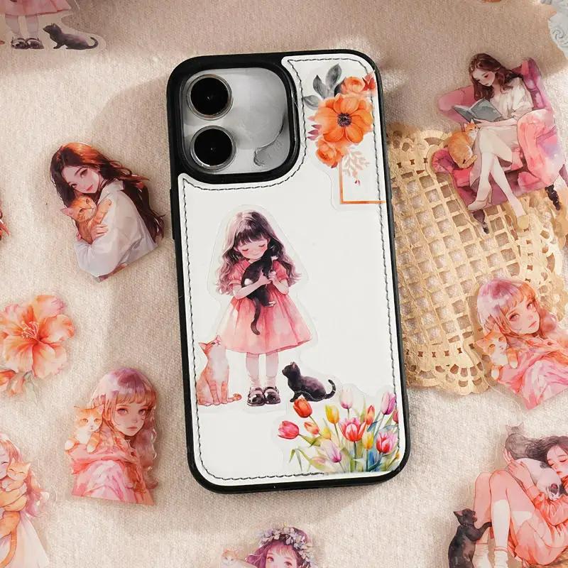 30pcs Romantic Fashionable and Cute Girl Theme Pattern PET Waterproof and Wear-resistant Collage DIY Stationery Cups Stickers