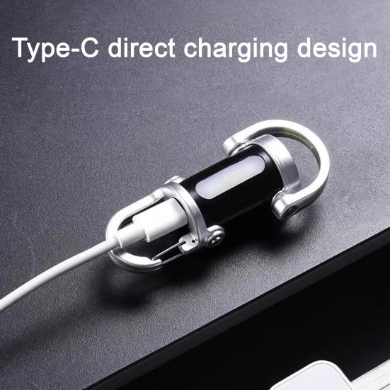 Portable Rechargeable Keychain Flashlight Dual Light Source Control Red Warning Light Waterproof Design Key Chain