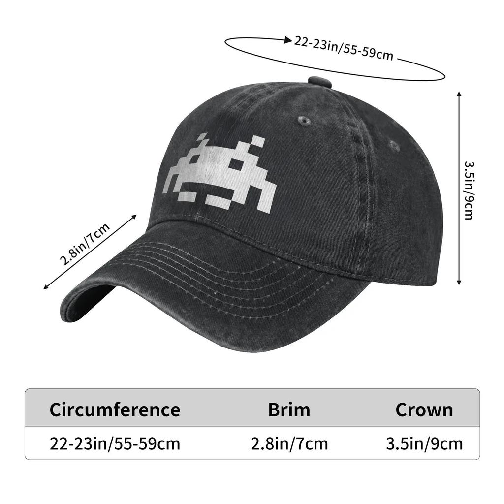 Washed Baseball Cap Space Invaders Summer Trucker For Unisex Unisex Shooting Video Game Print Kpop Sun Baseball Caps