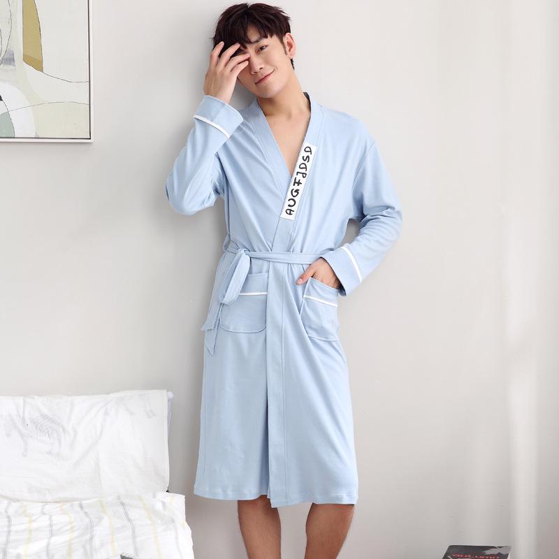 

Ночная рубашка Beautiful Dream из хлопка: Женский мужской халат для гостиниц с длинным рукавом, стиль весна-осень XXL