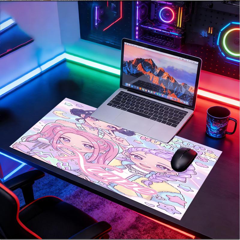 Custom Name Personalized KPop Demon Hunters Pattern Mousepad, Laptop PC Desk Mat, Decorative Desk Mat for Home Keyboard Pad Gift