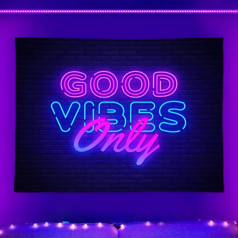 1pc Fluorescent inspirational quotes tapestry, UV black light tapestry, living room and bedroom decorative tapestry