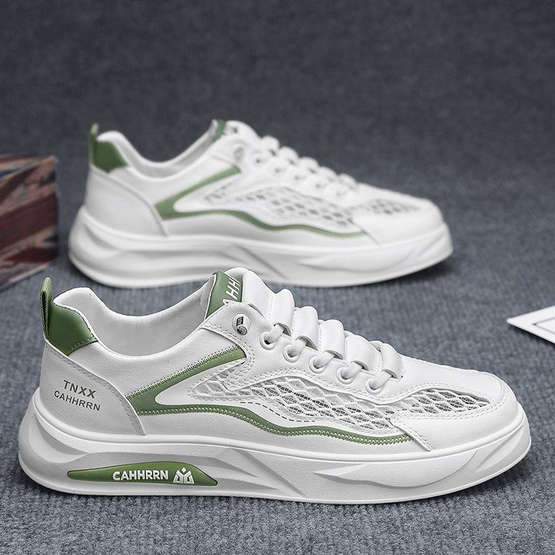 Men's Shoes 2025 Summer New Low-top Flat Baseplate Shoes Student Teenagers Hollow Mesh Casual Trendy Shoes