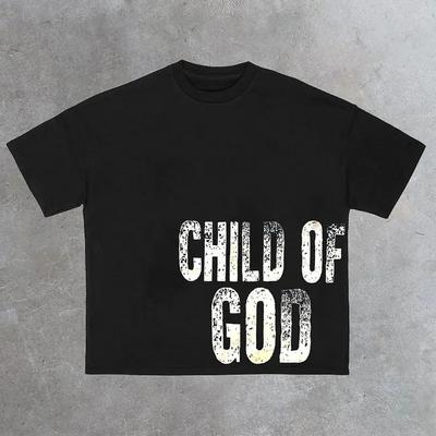 Vintage Kind Gottes Grafikdruck 100% Baumwoll-T-Shirt Herren Y2K Sommer Kurzarm Vintage Oversize T-Shirt Streetwear Damen Top