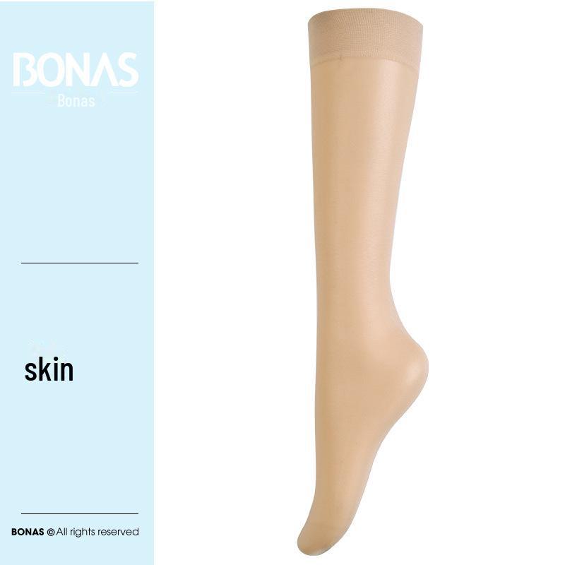 Bonas Women's Black Summer Ultra-Thin Over-the-Knee Japanese Style Stockings